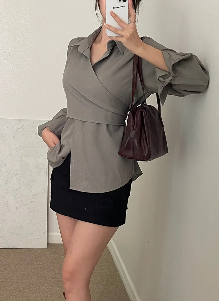 ラップシャツブラウス | yefit | 詳細画像1
