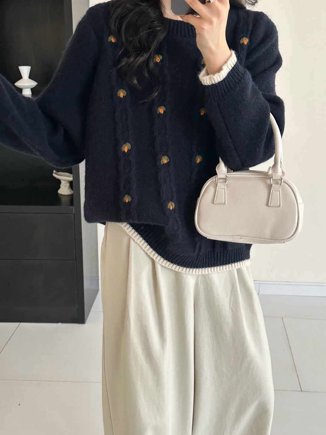 刺繍ケーブルライン配色ヘムニット | 詳細画像6