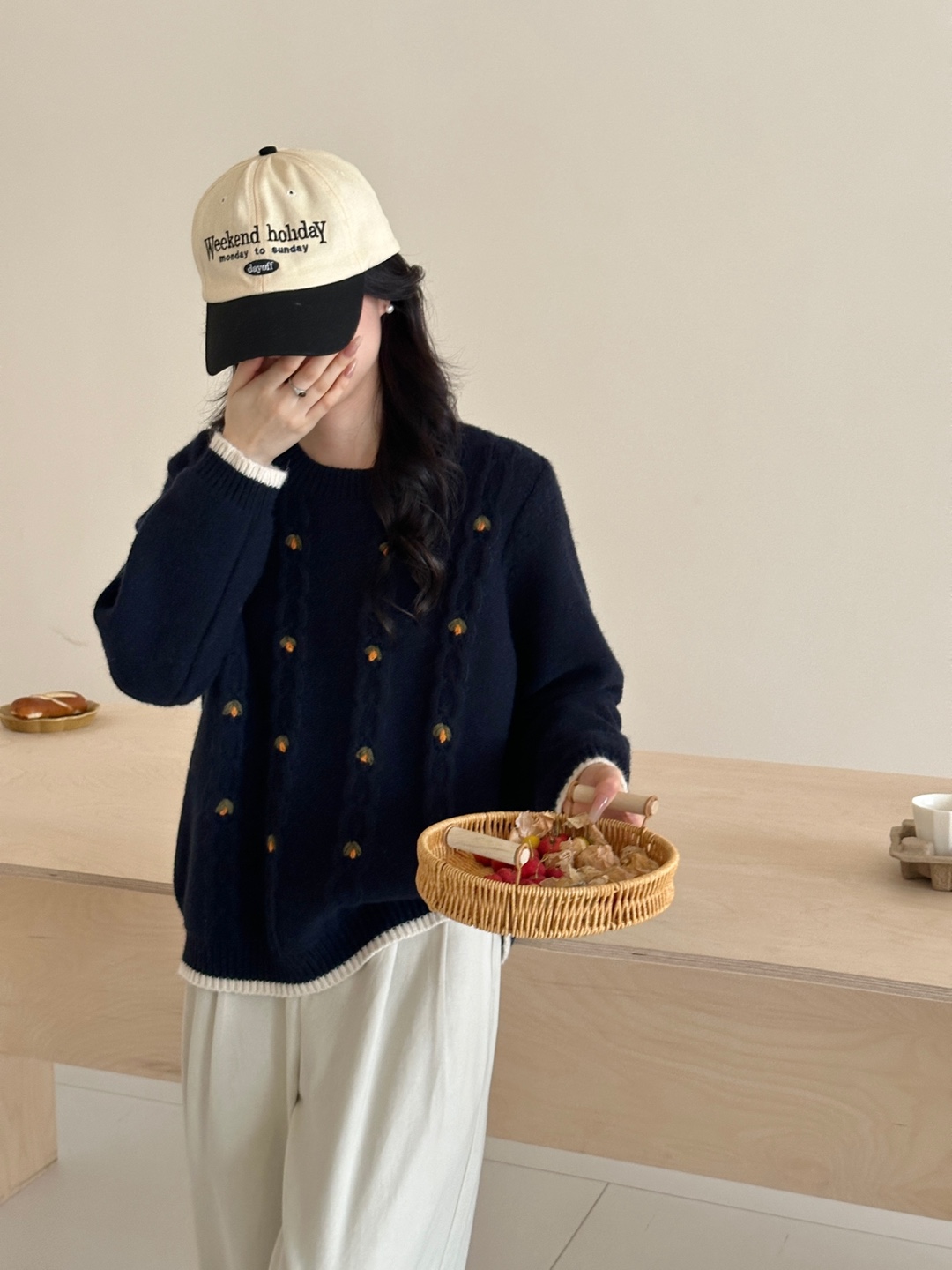 刺繍ケーブルライン配色ヘムニット | 詳細画像7