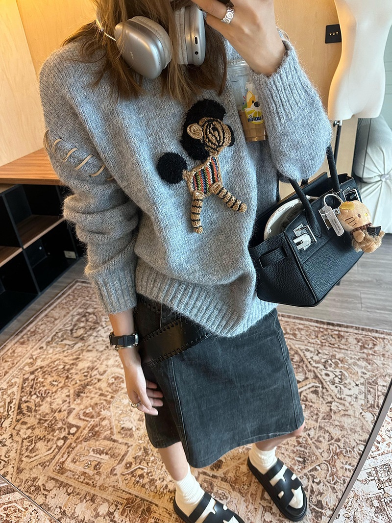 ホースモチーフレースアップルーズニット | 詳細画像3