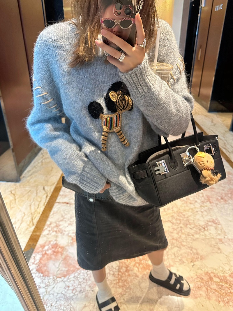 ホースモチーフレースアップルーズニット | 詳細画像5