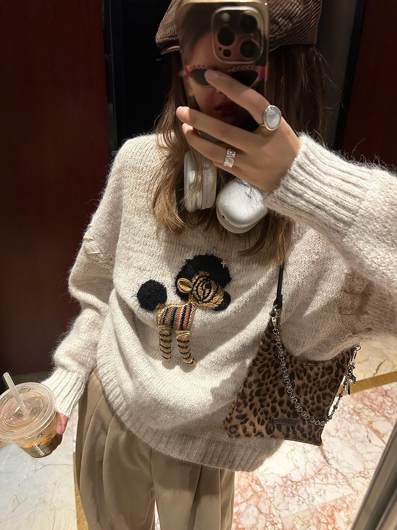 ホースモチーフレースアップルーズニット | 詳細画像9