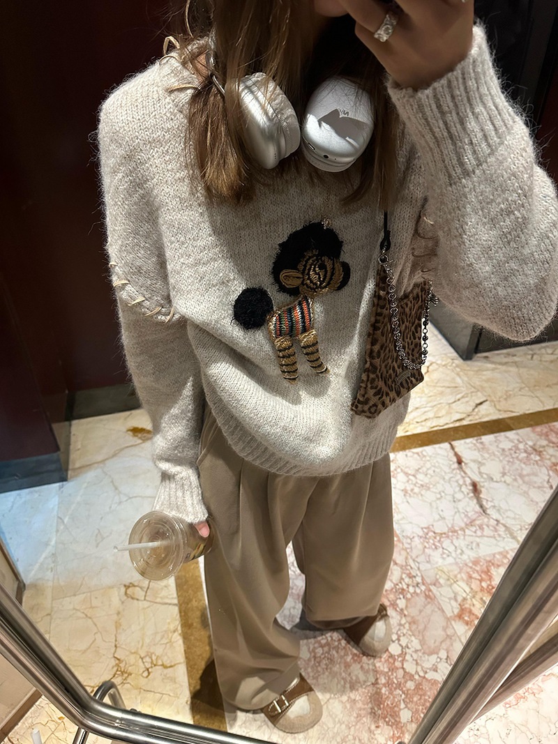 ホースモチーフレースアップルーズニット | 詳細画像10