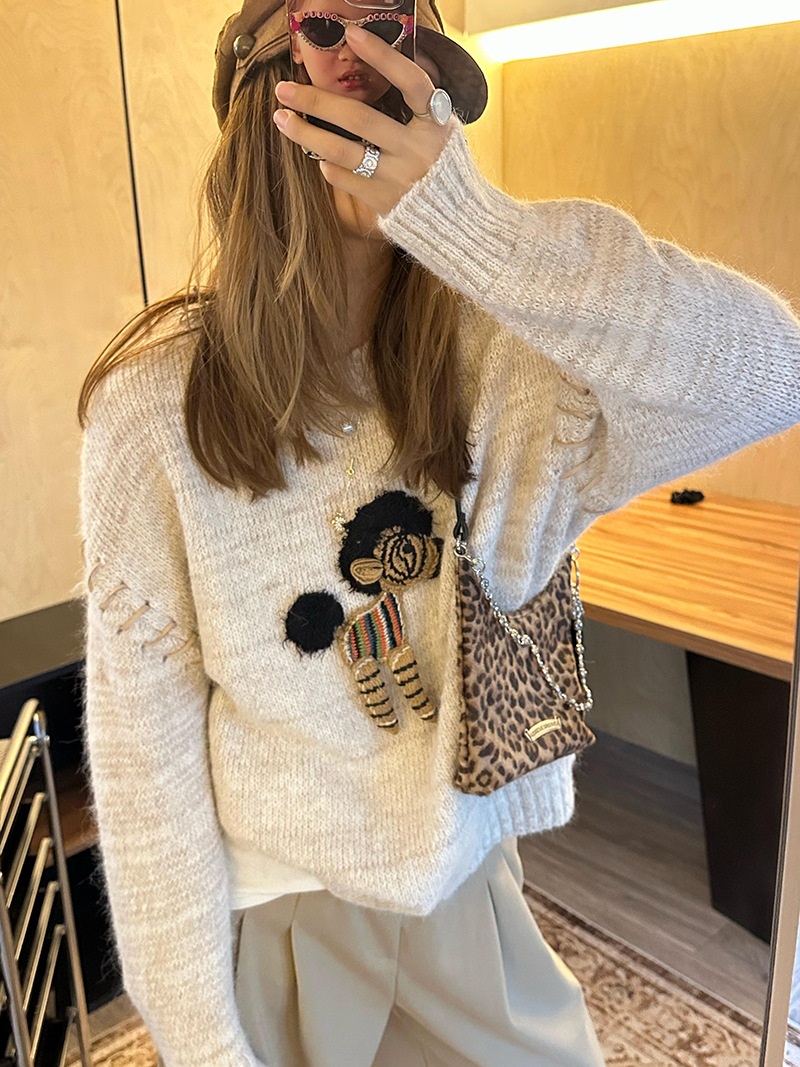 ホースモチーフレースアップルーズニット | 詳細画像11