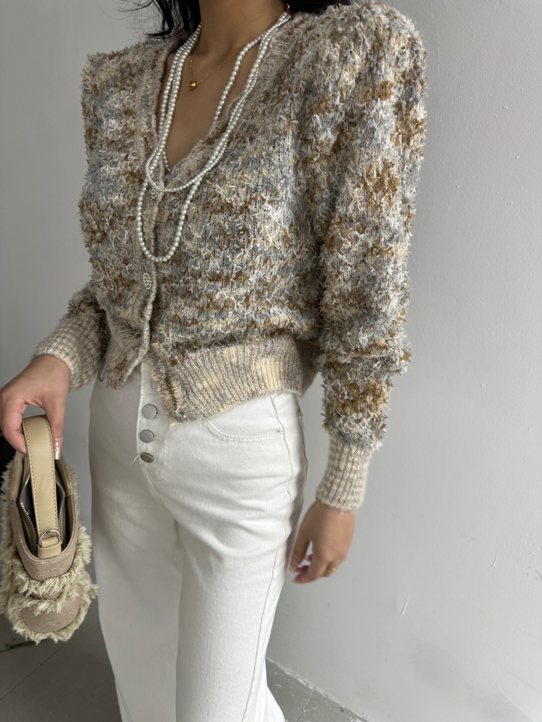 スカラップVネックカラーミックスカーディガン | 詳細画像3