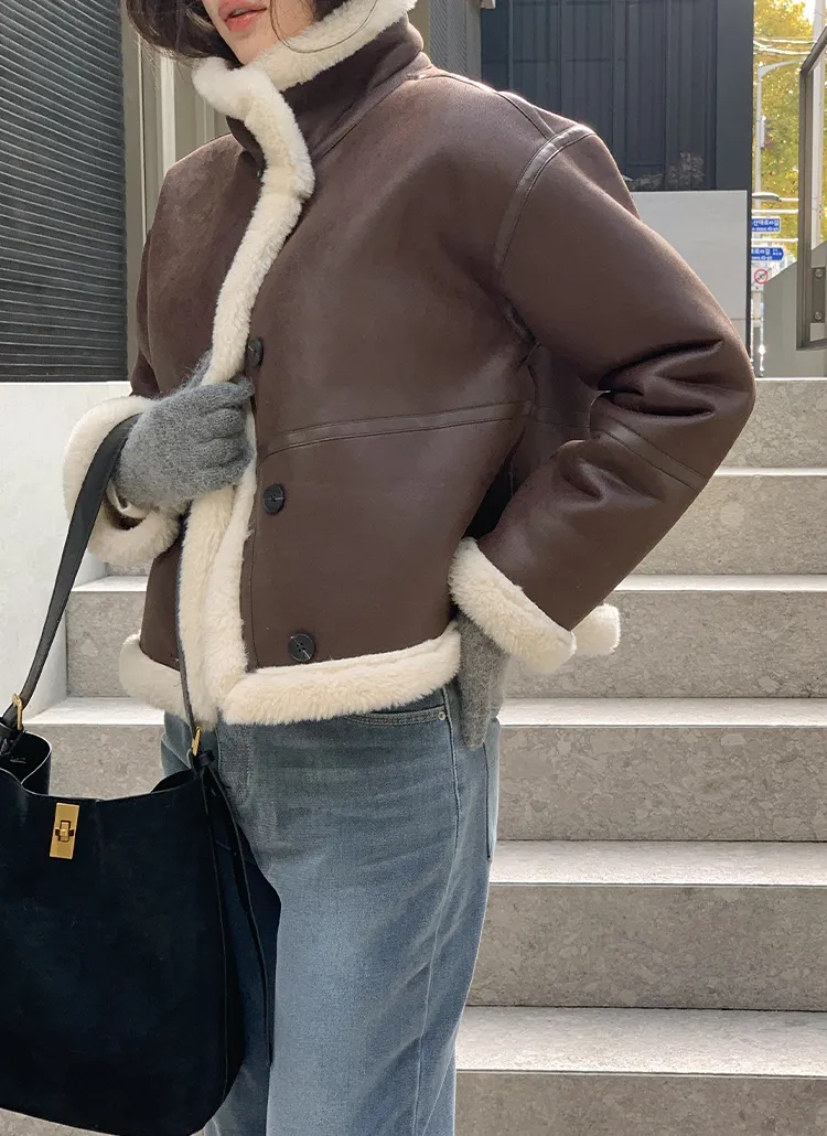 ハイネックリバーシブルムートン風ジャケット | レディース 