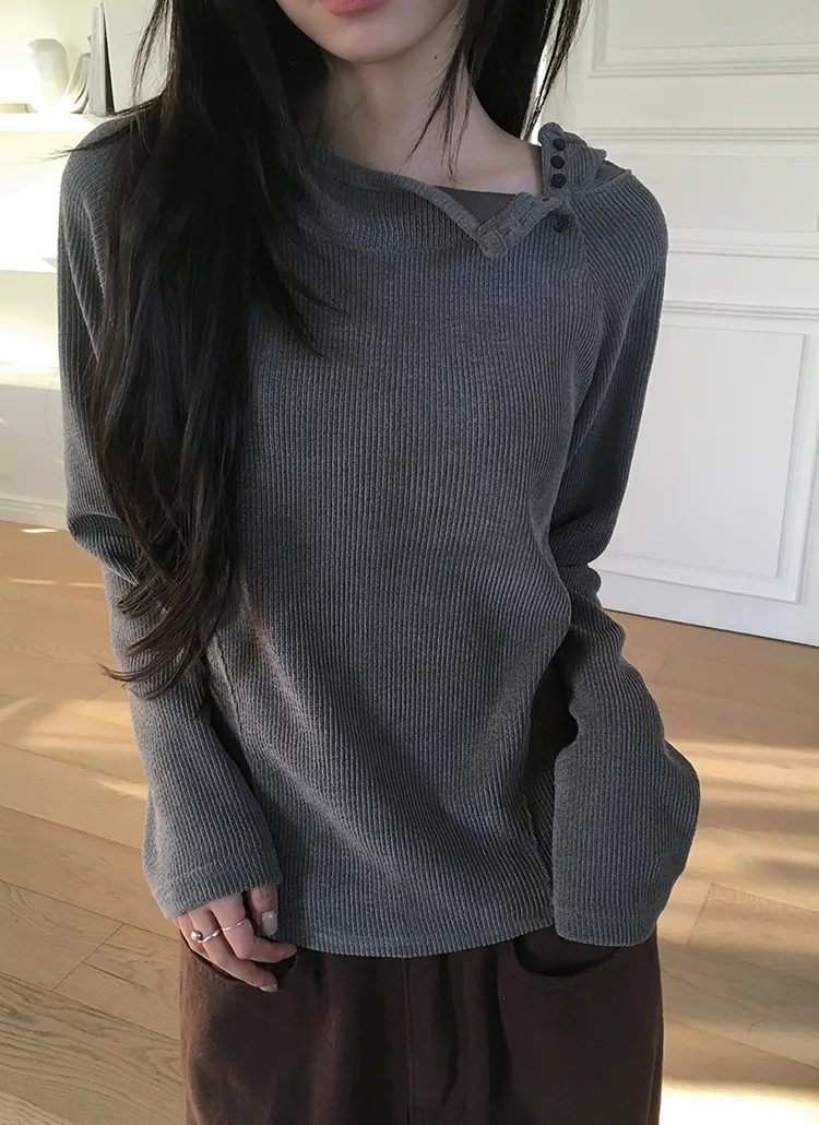 ボタンネックフードTシャツ | WONDERWONDER | 詳細画像1