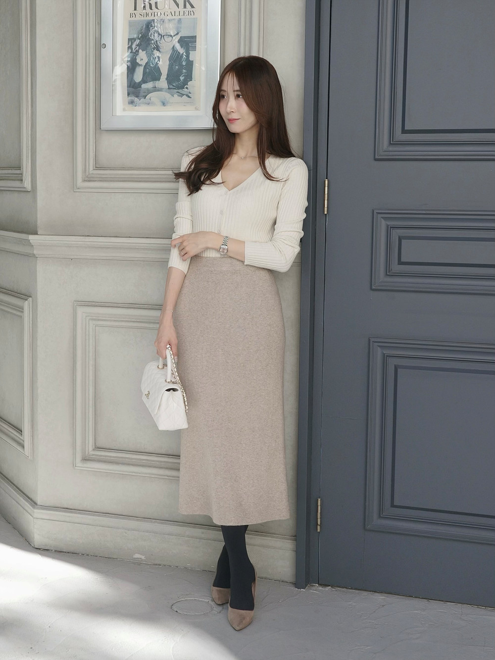 Vネック長袖リブニットカーディガン | 詳細画像10