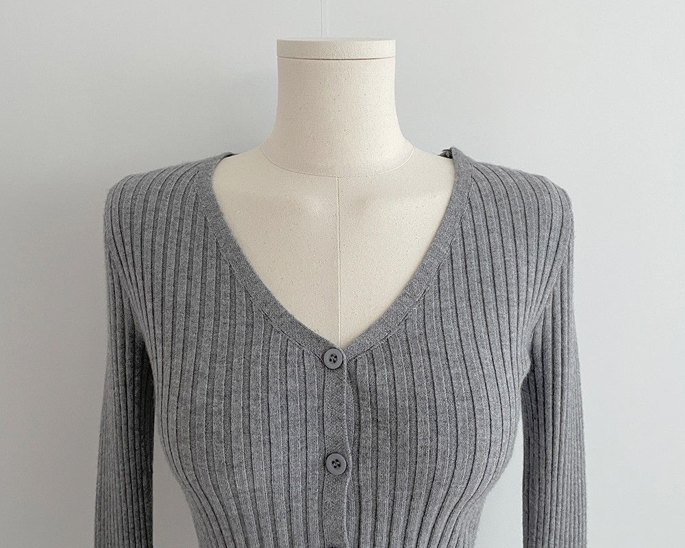 Vネック長袖リブニットカーディガン | 詳細画像24