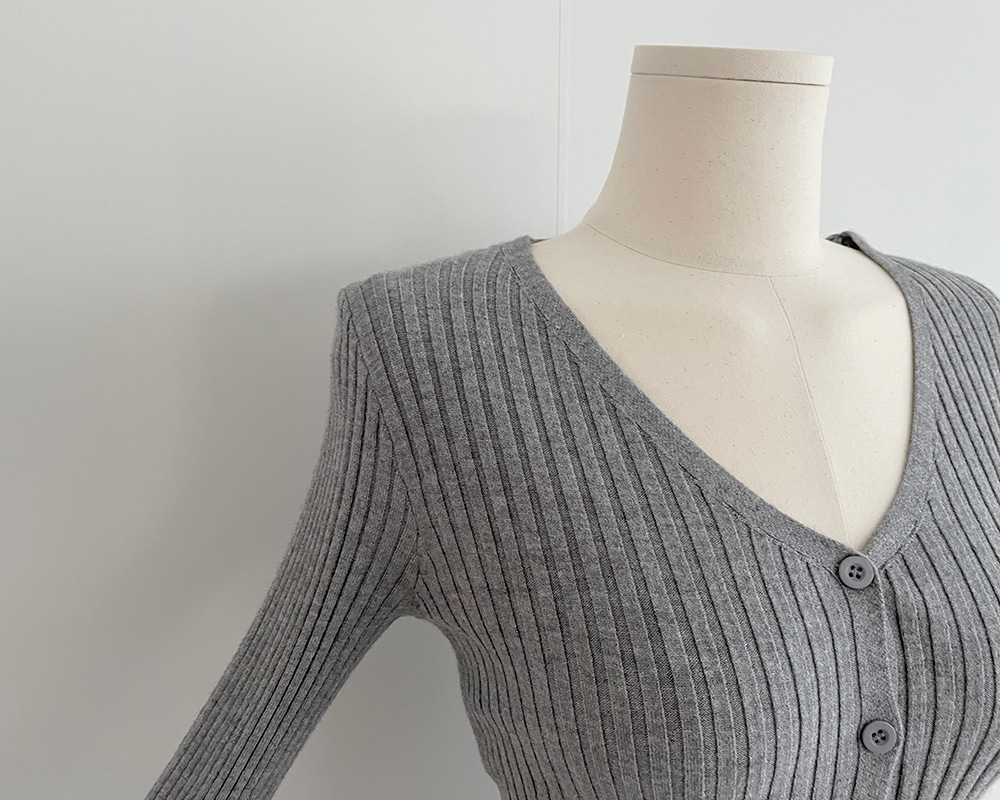 Vネック長袖リブニットカーディガン | 詳細画像26