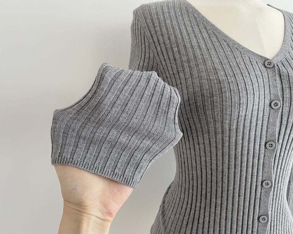 Vネック長袖リブニットカーディガン | 詳細画像27