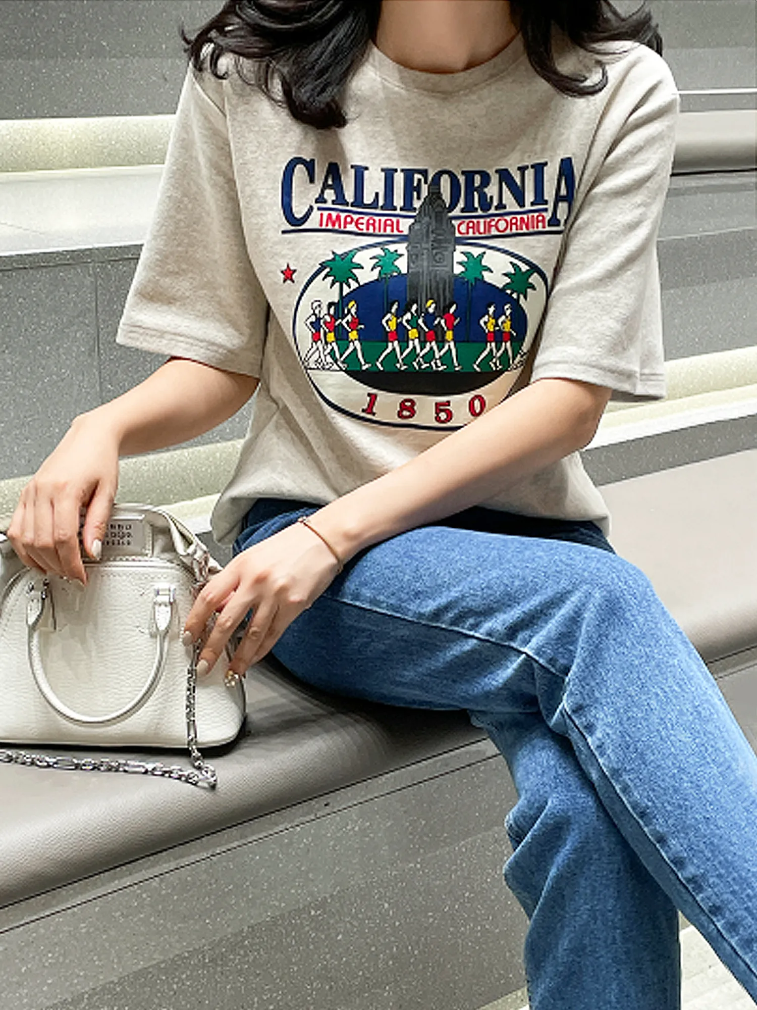 ピーチ起毛マラソンプリント半袖Tシャツ | 詳細画像1