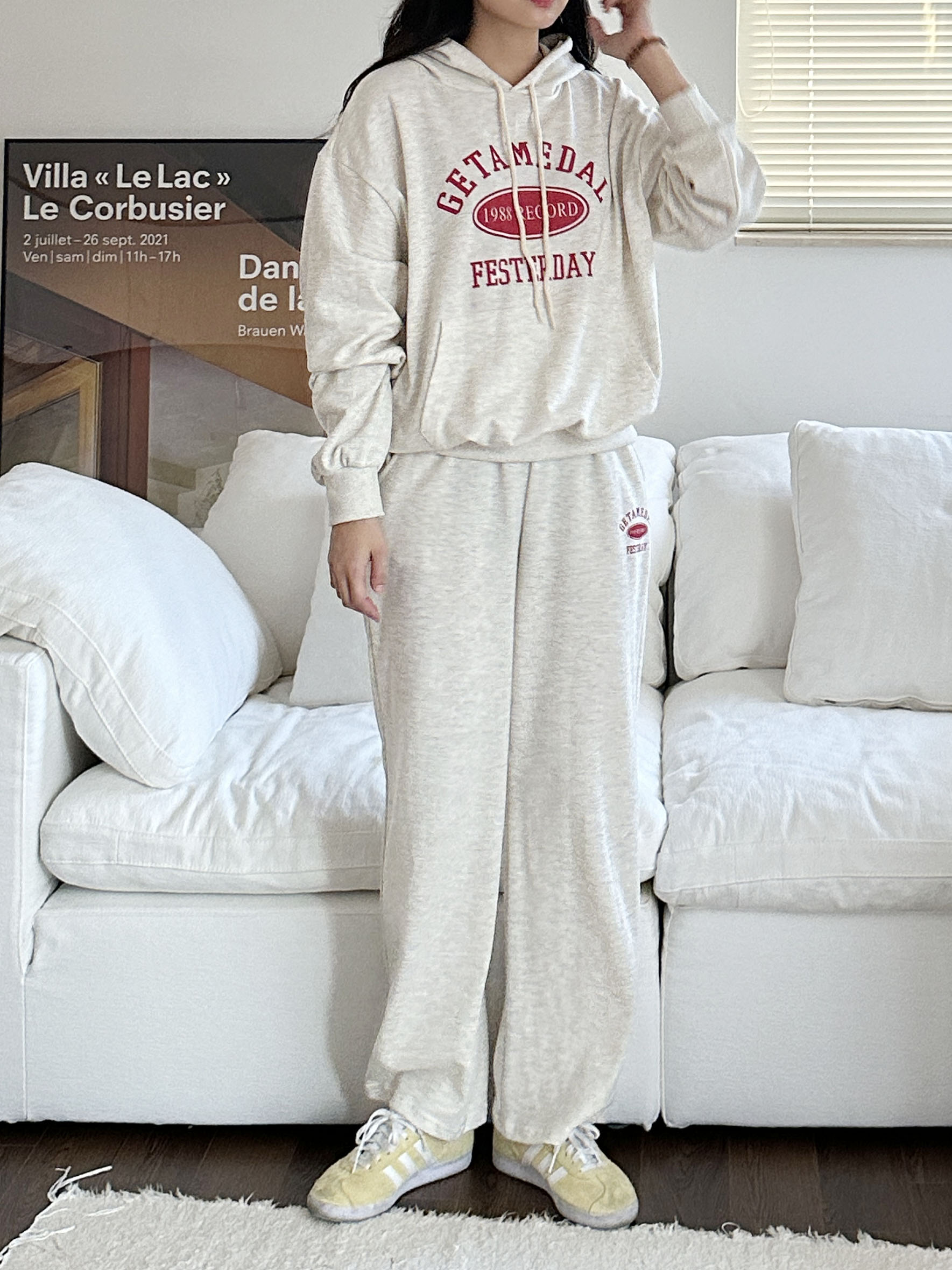 裏起毛GETAMEDALマフポケットパーカー&ワイドパンツSET | 詳細画像2