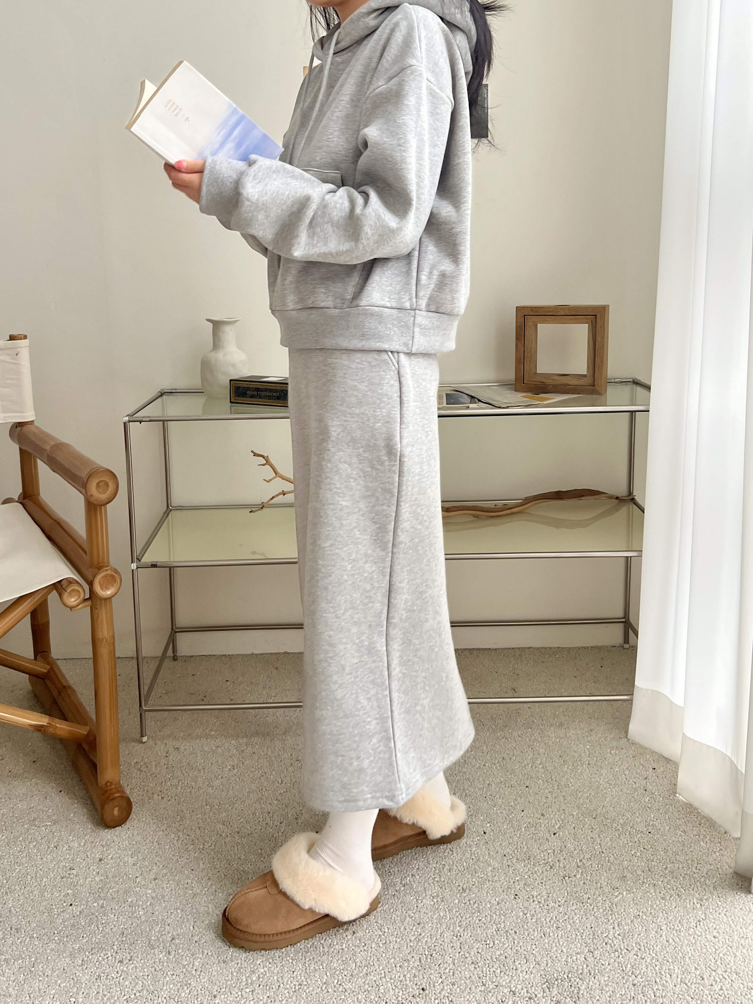 裏起毛マフポケパーカー&IラインスカートSET | 詳細画像3