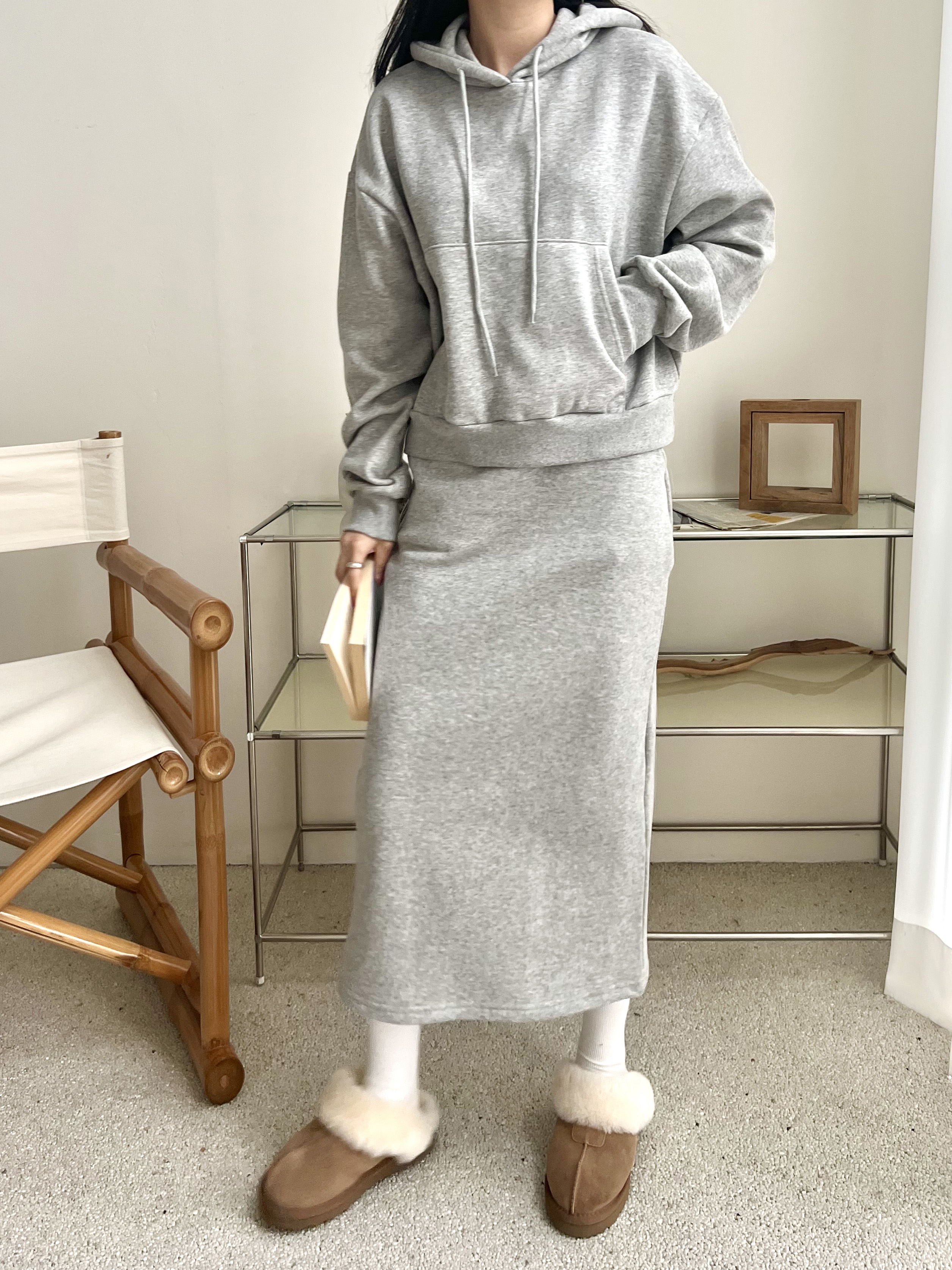 裏起毛マフポケパーカー&IラインスカートSET | 詳細画像4