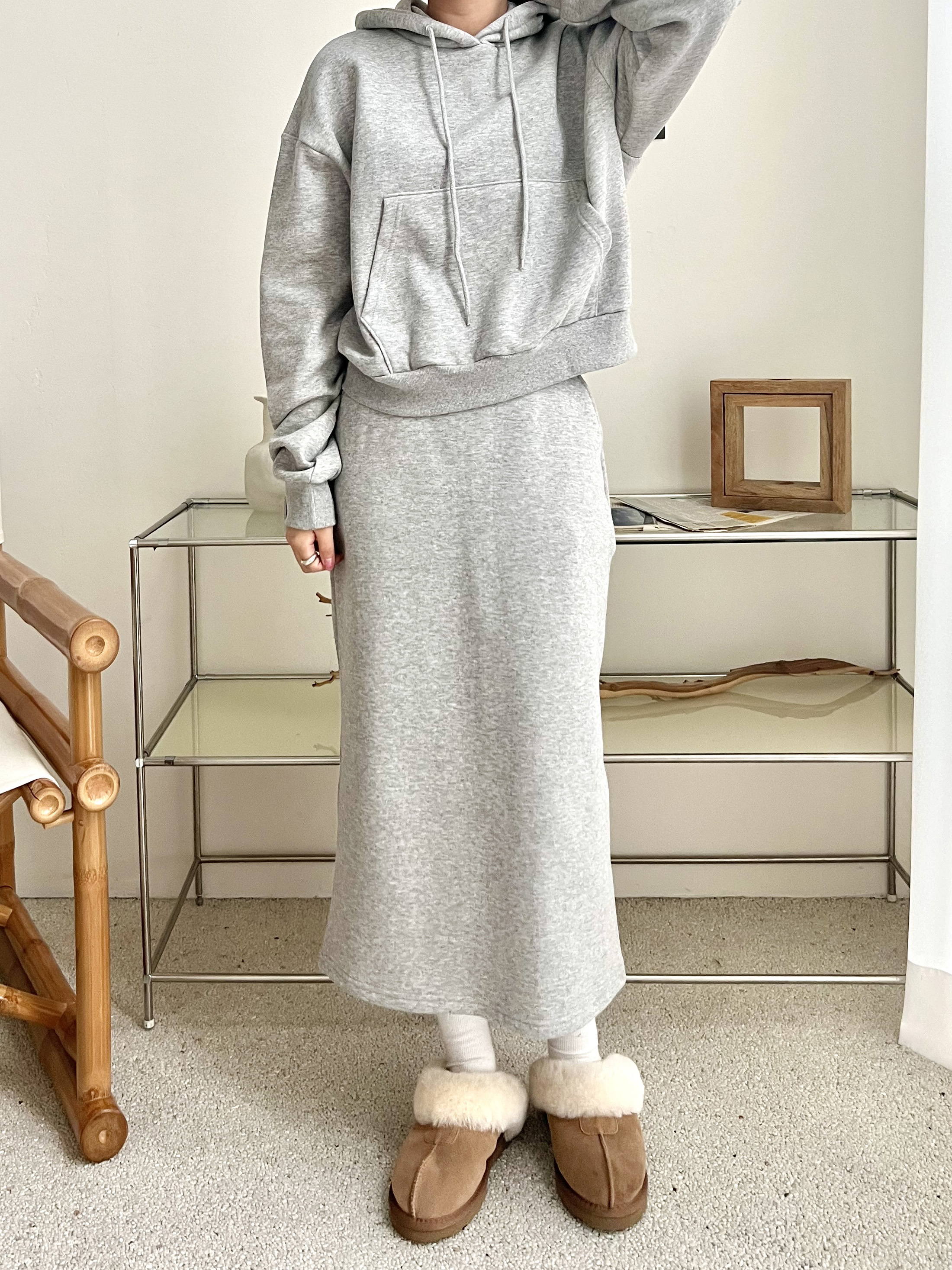 裏起毛マフポケパーカー&IラインスカートSET | 詳細画像5