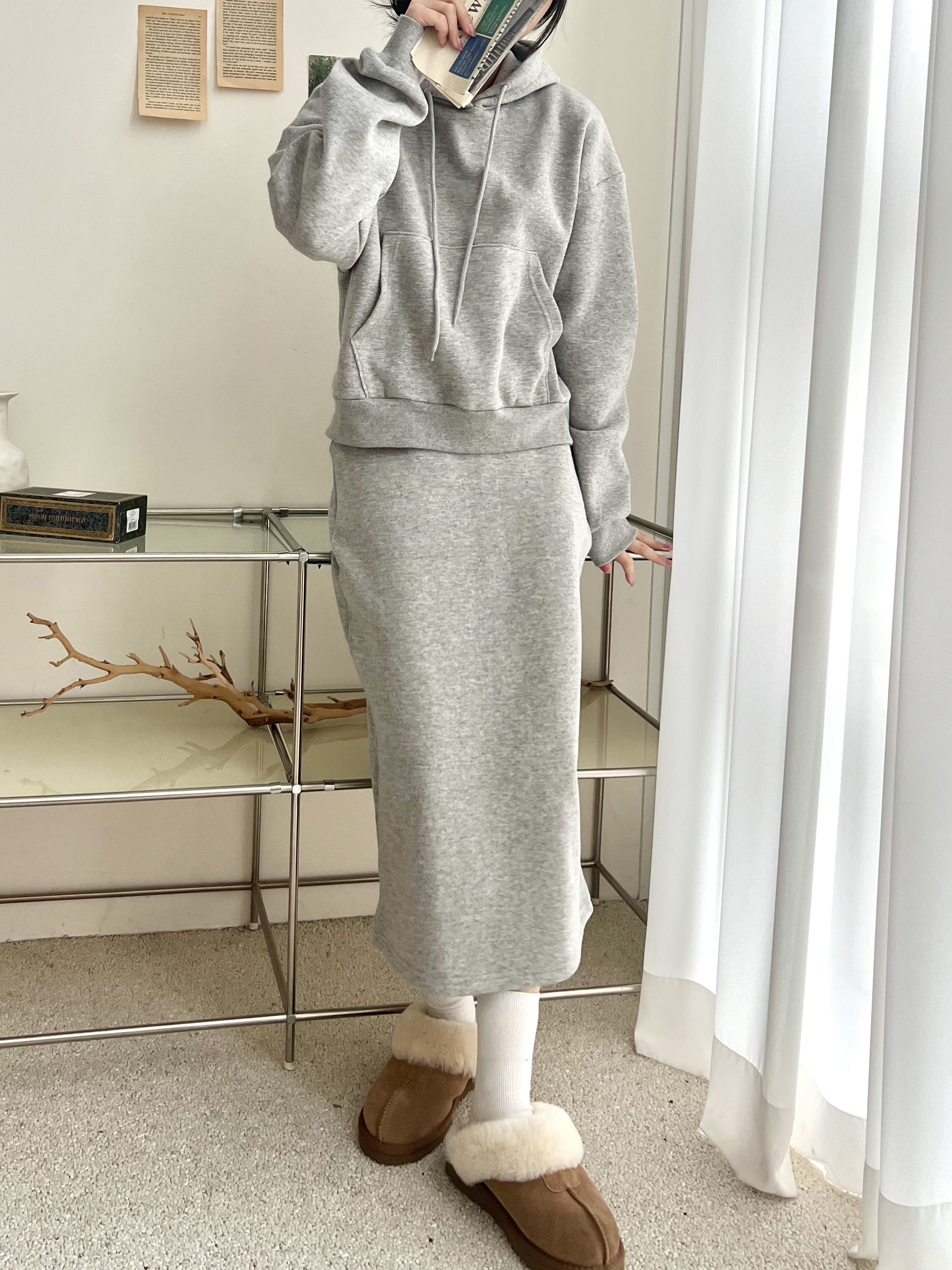 裏起毛マフポケパーカー&IラインスカートSET | 詳細画像7