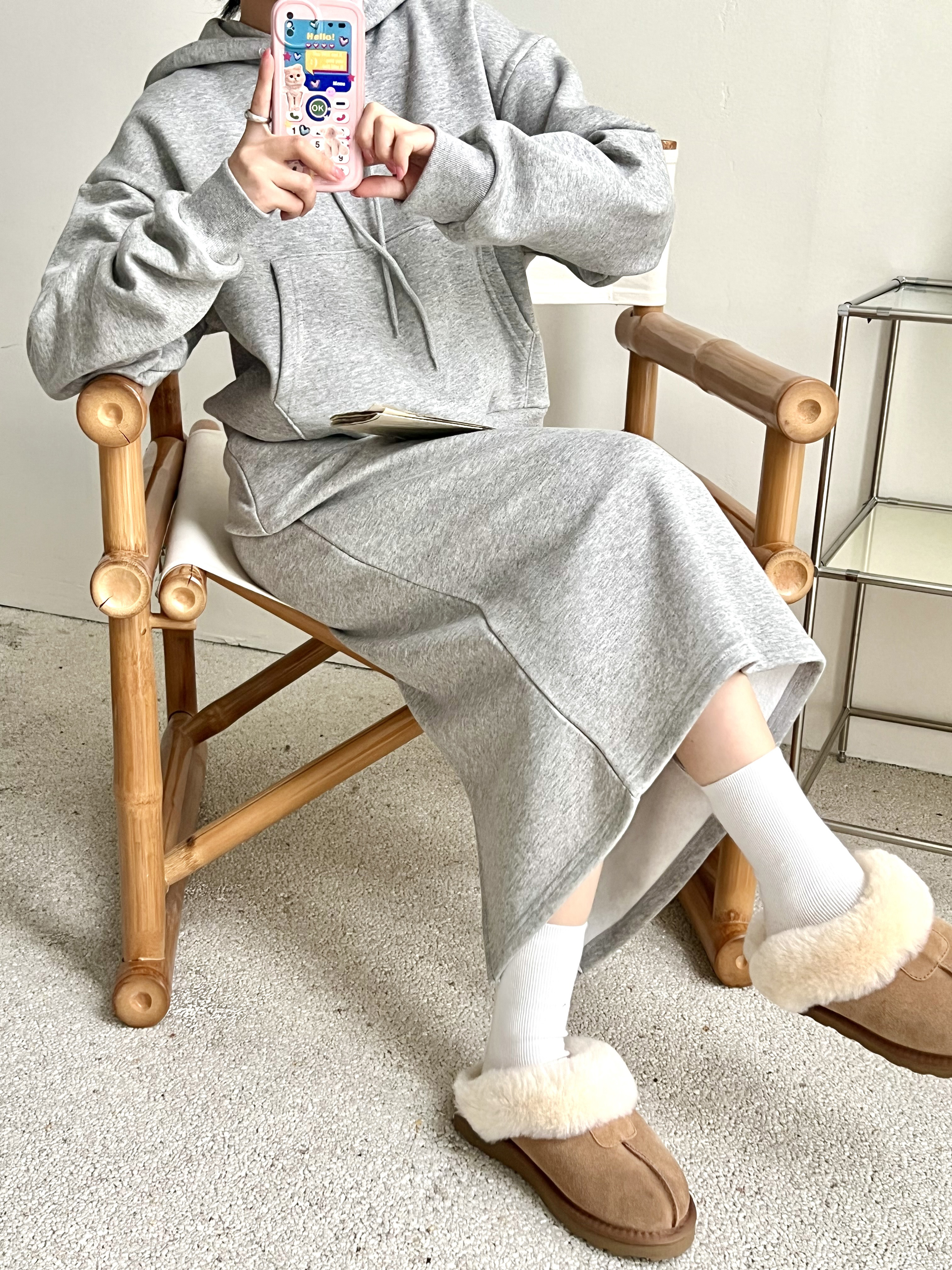 裏起毛マフポケパーカー&IラインスカートSET | 詳細画像10