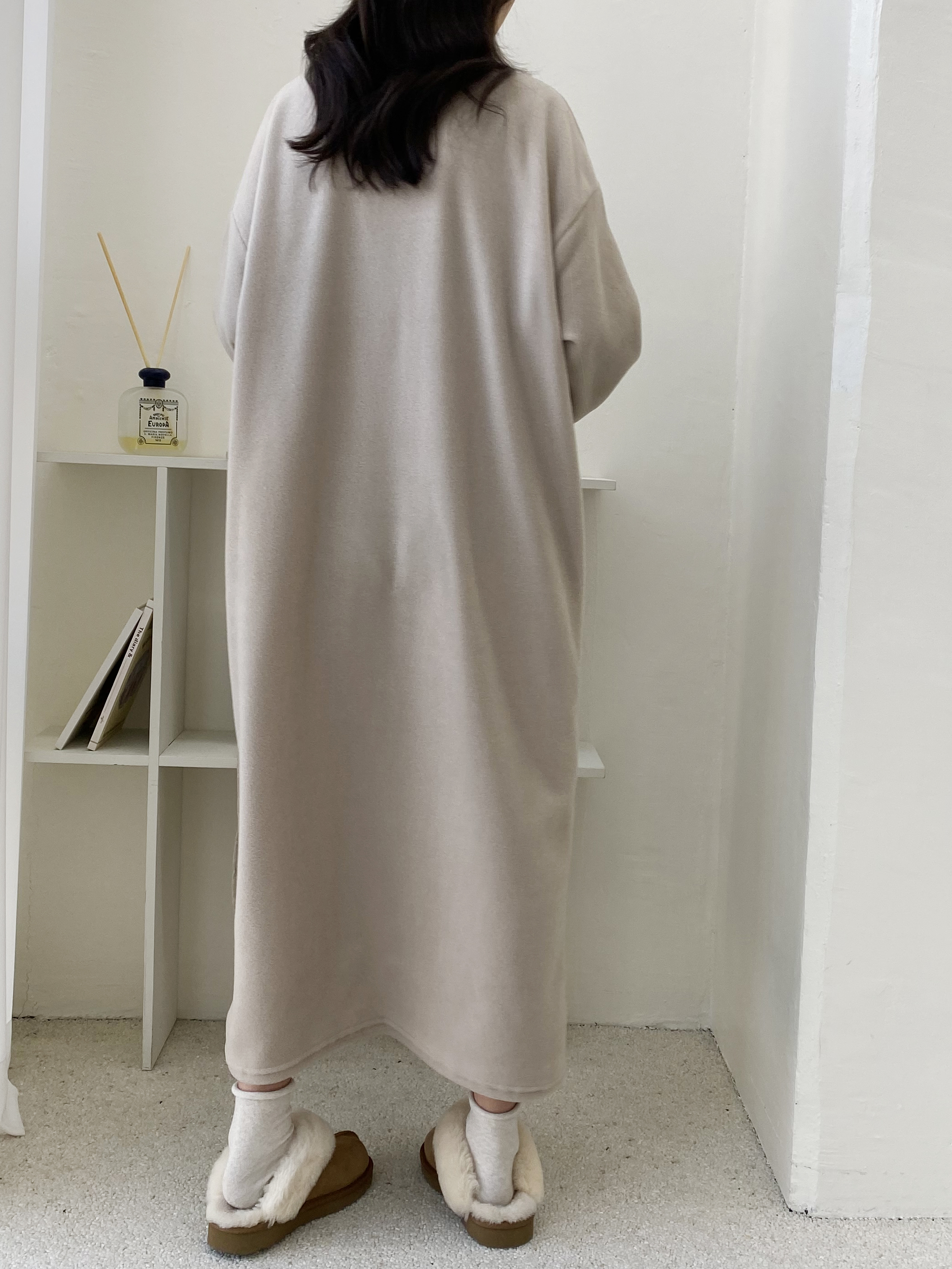 両起毛マフポケハーフジップハイネックワンピース | 詳細画像9