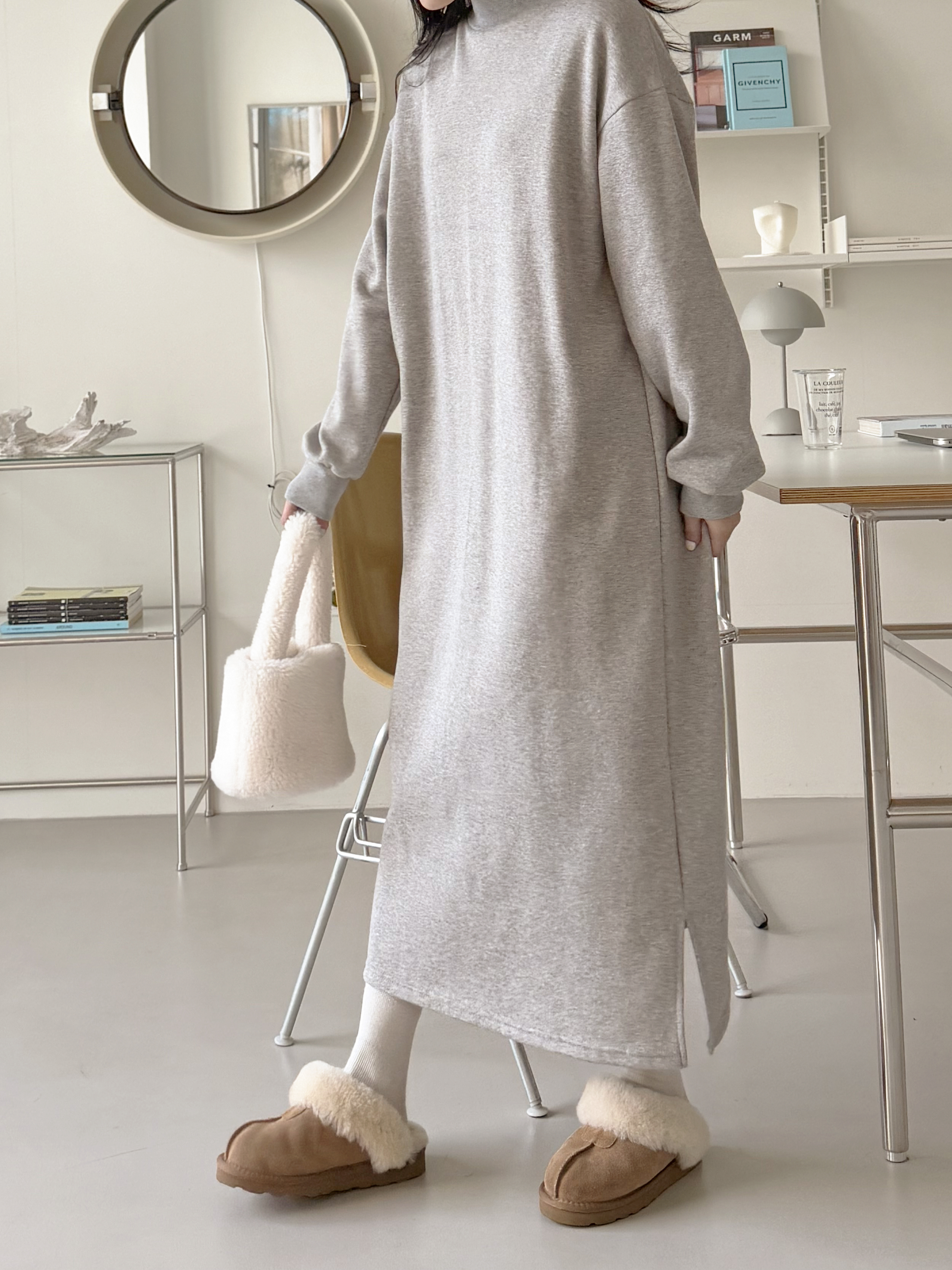 裏起毛ハイネックスリットスウェットワンピース | 詳細画像6