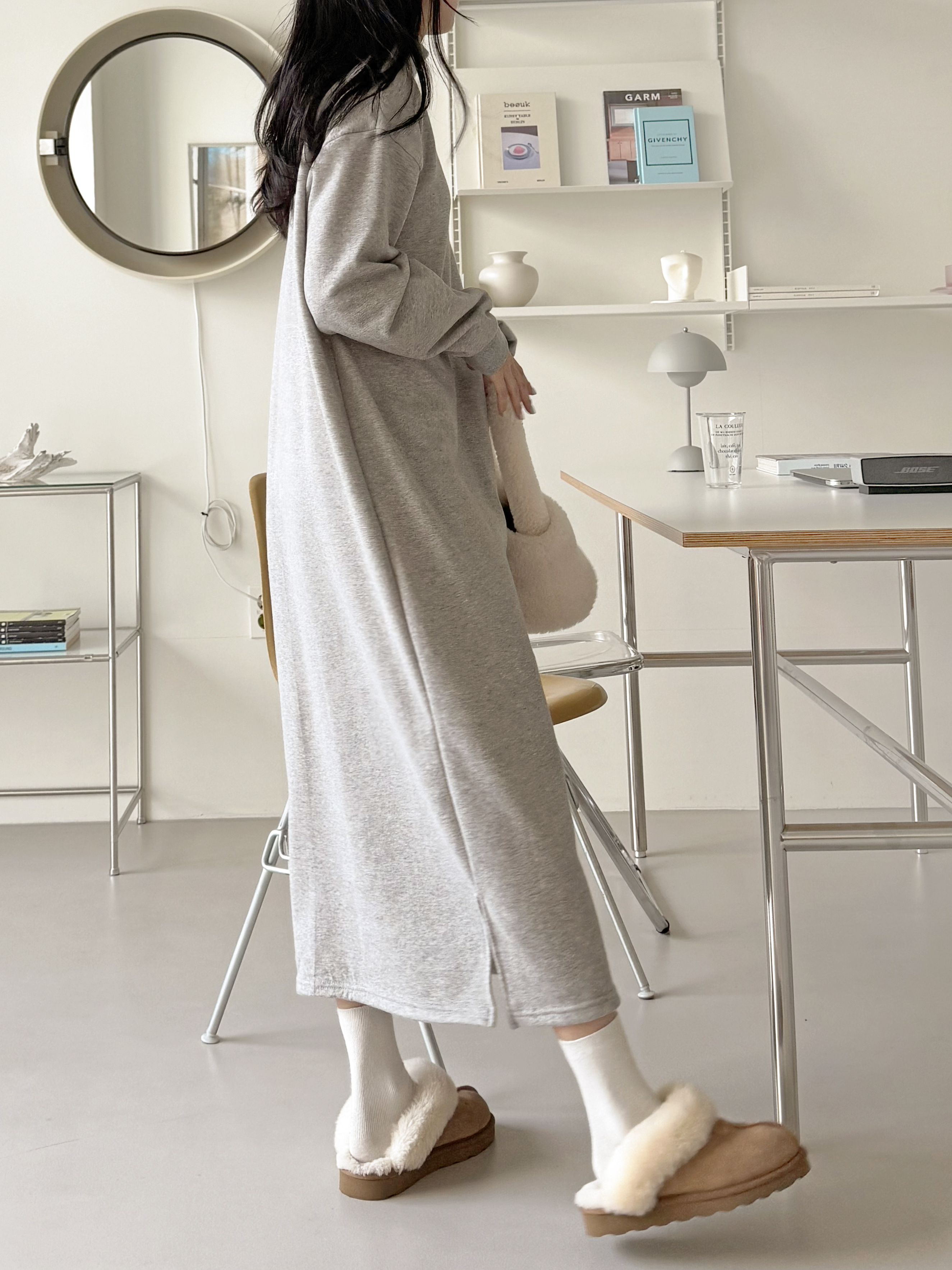 裏起毛ハイネックスリットスウェットワンピース | 詳細画像7