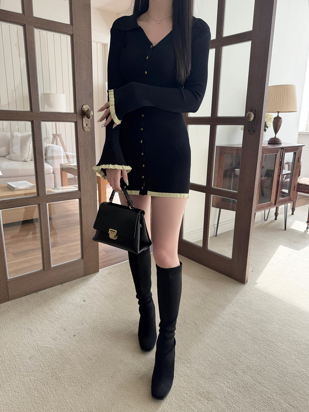 カラーフリルリブニットミニワンピース | 詳細画像10