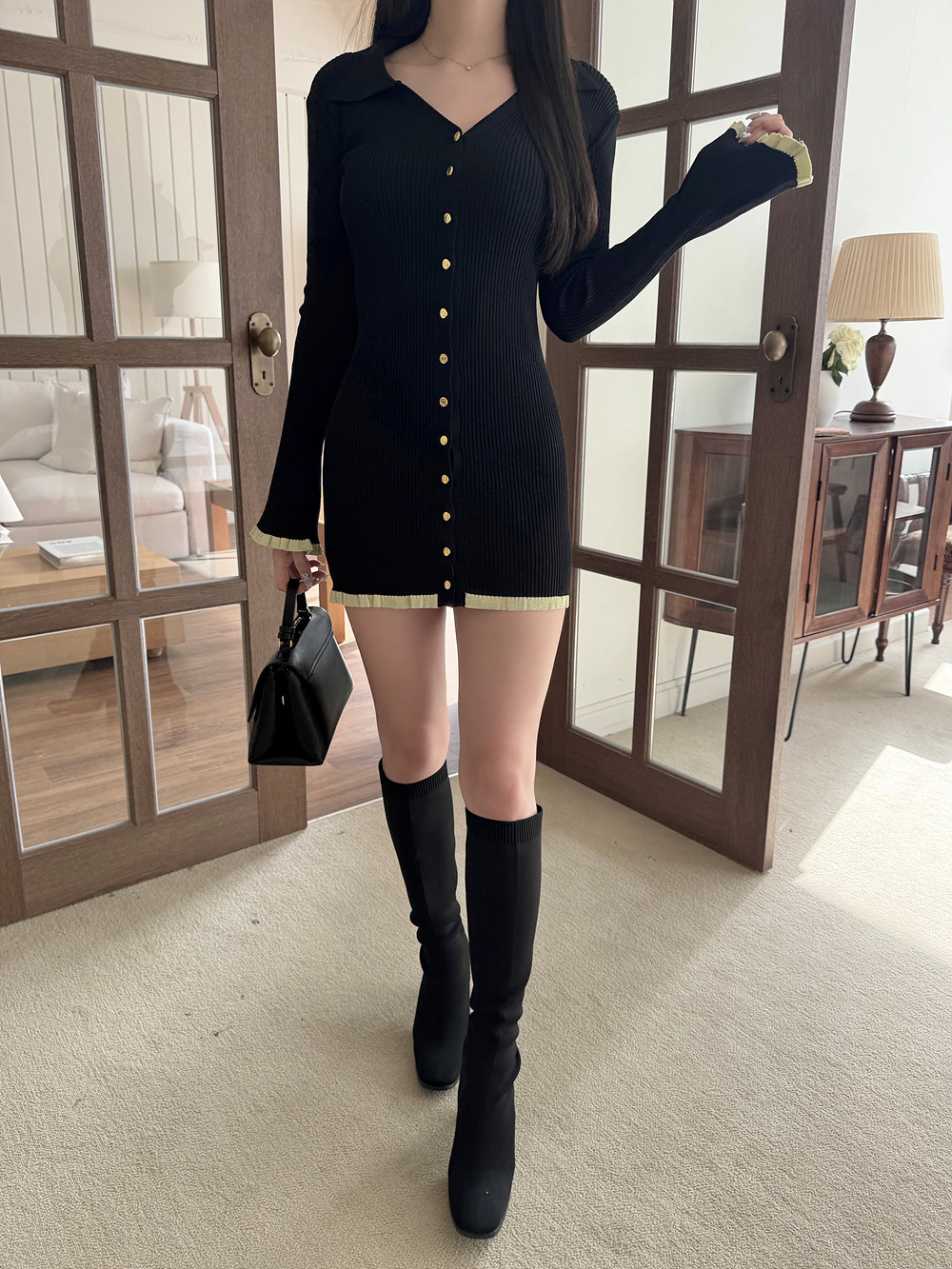 カラーフリルリブニットミニワンピース | 詳細画像11