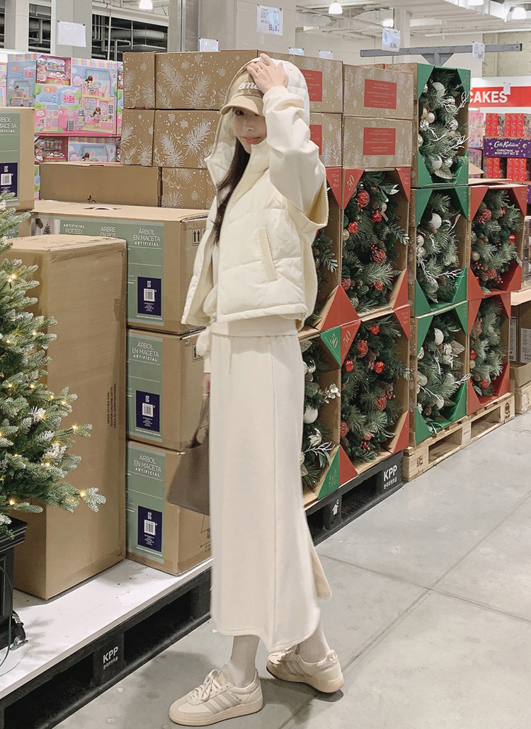 ニットドッキングダウンフードベスト | レディースファッション通販