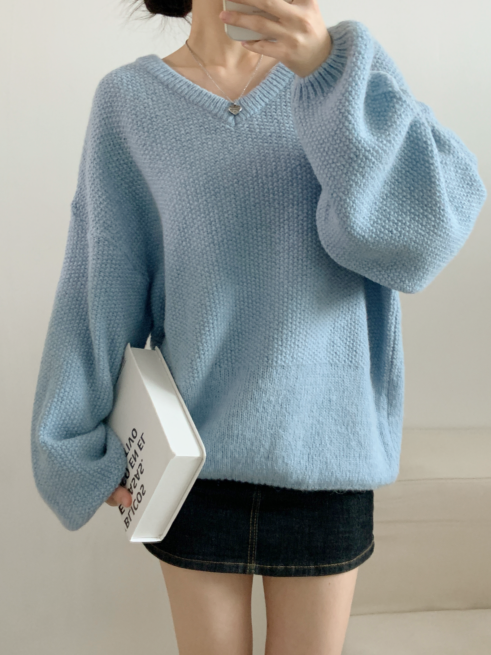 HERG1 【NEW】ワッフルウィンドプルーフセーター・ウィメンズ 新品 ウール混Vネックルーズワッフルニット | レディースファッション通販