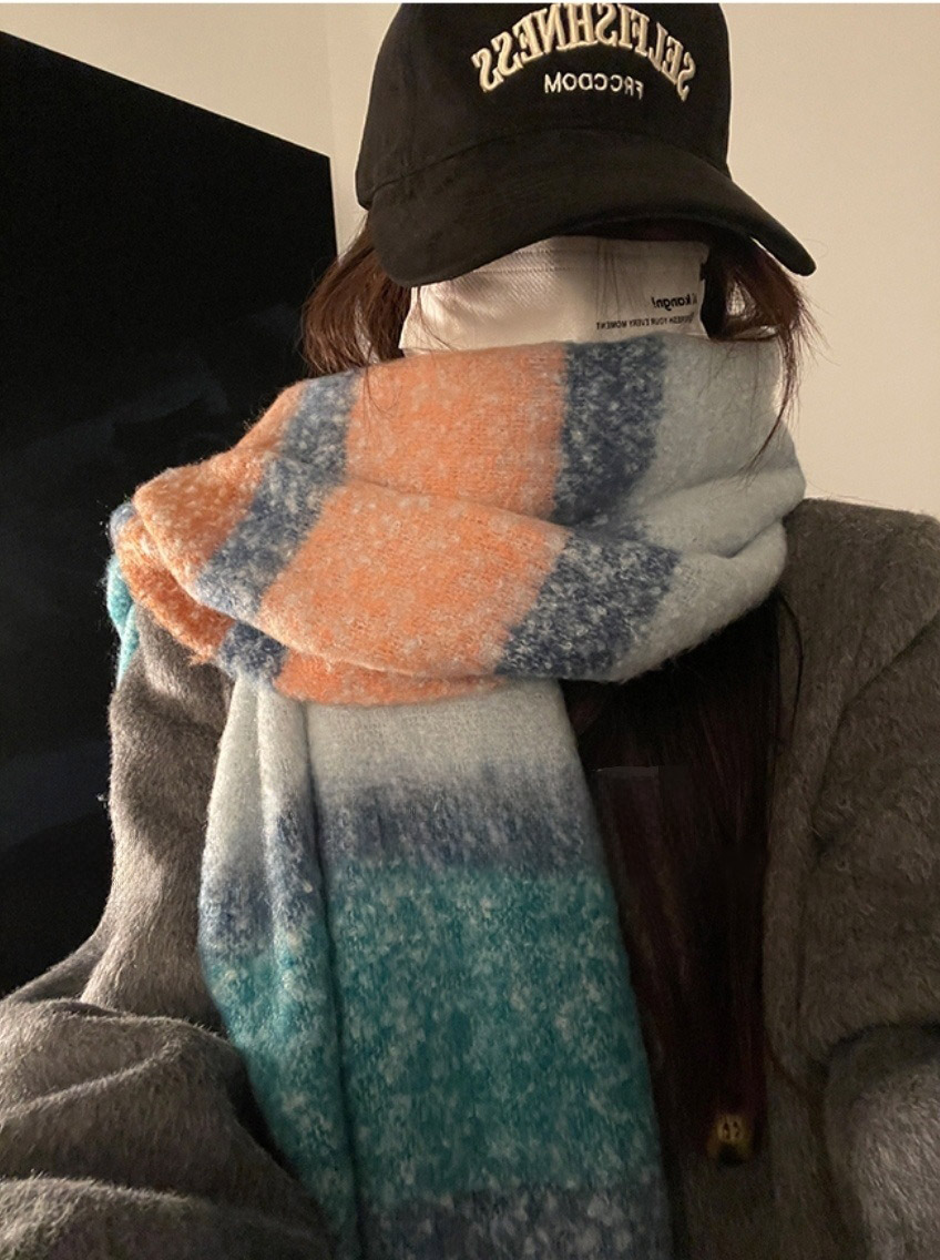 ウール混フリンジ配色マフラー | 詳細画像2