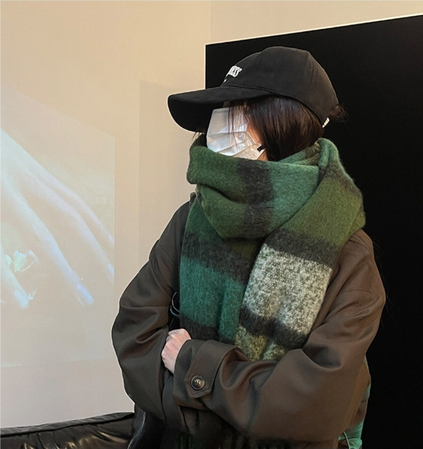 ウール混フリンジ配色マフラー | 詳細画像3