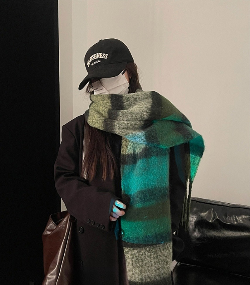 ウール混フリンジ配色マフラー | 詳細画像5