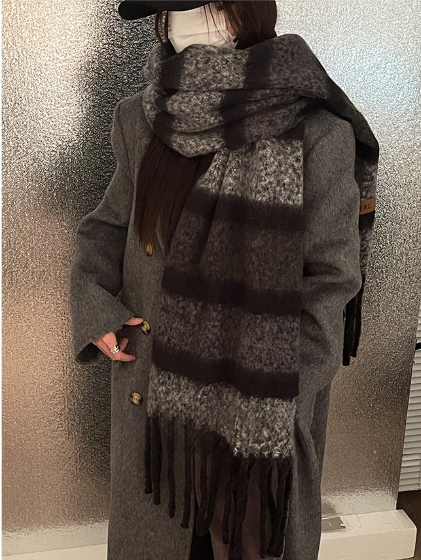 ウール混フリンジ配色マフラー | 詳細画像9