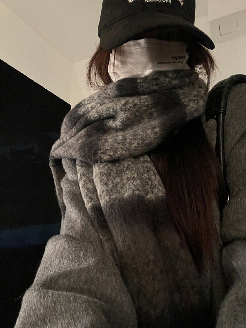 ウール混フリンジ配色マフラー | 詳細画像10