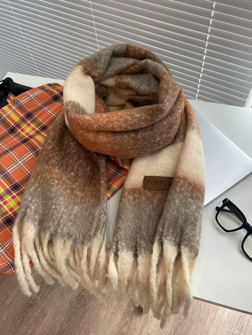 ウール混フリンジ配色マフラー | 詳細画像11