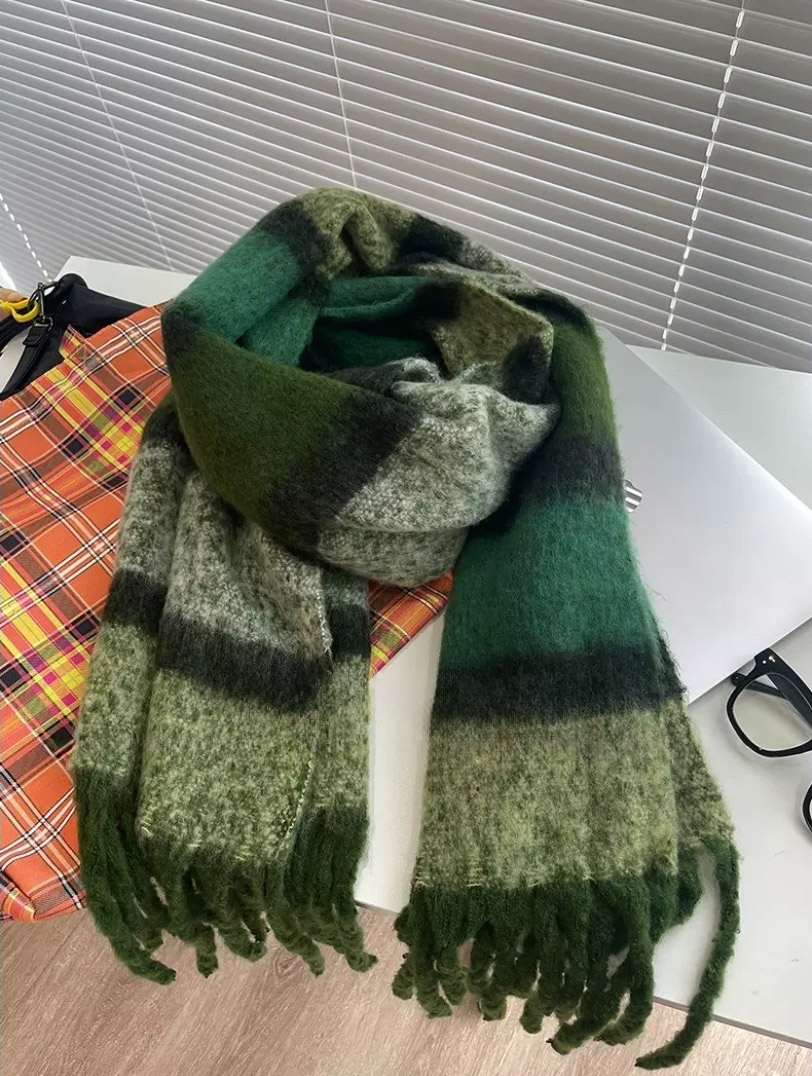 ウール混フリンジ配色マフラー | 詳細画像13