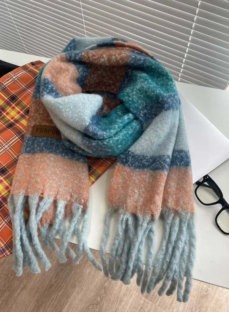 ウール混フリンジ配色マフラー | 詳細画像14