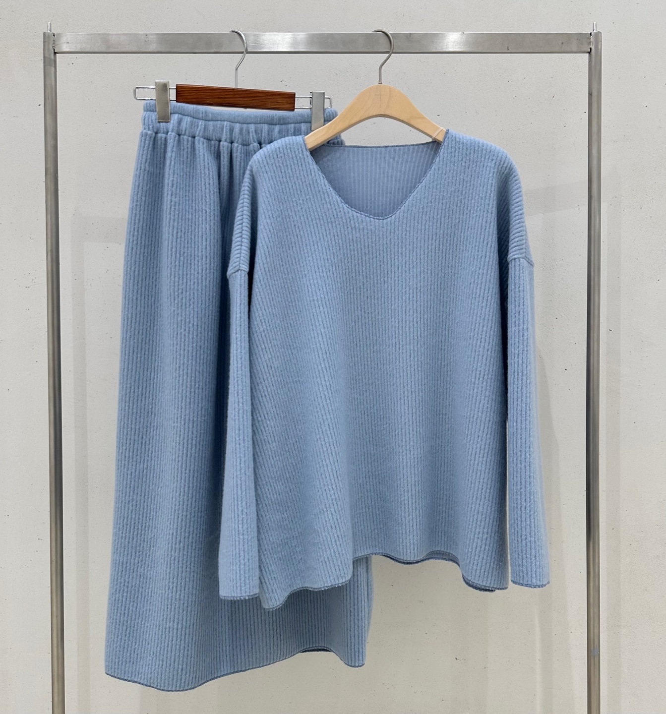起毛UネックルーズリブTシャツ&スカートSET | 詳細画像15
