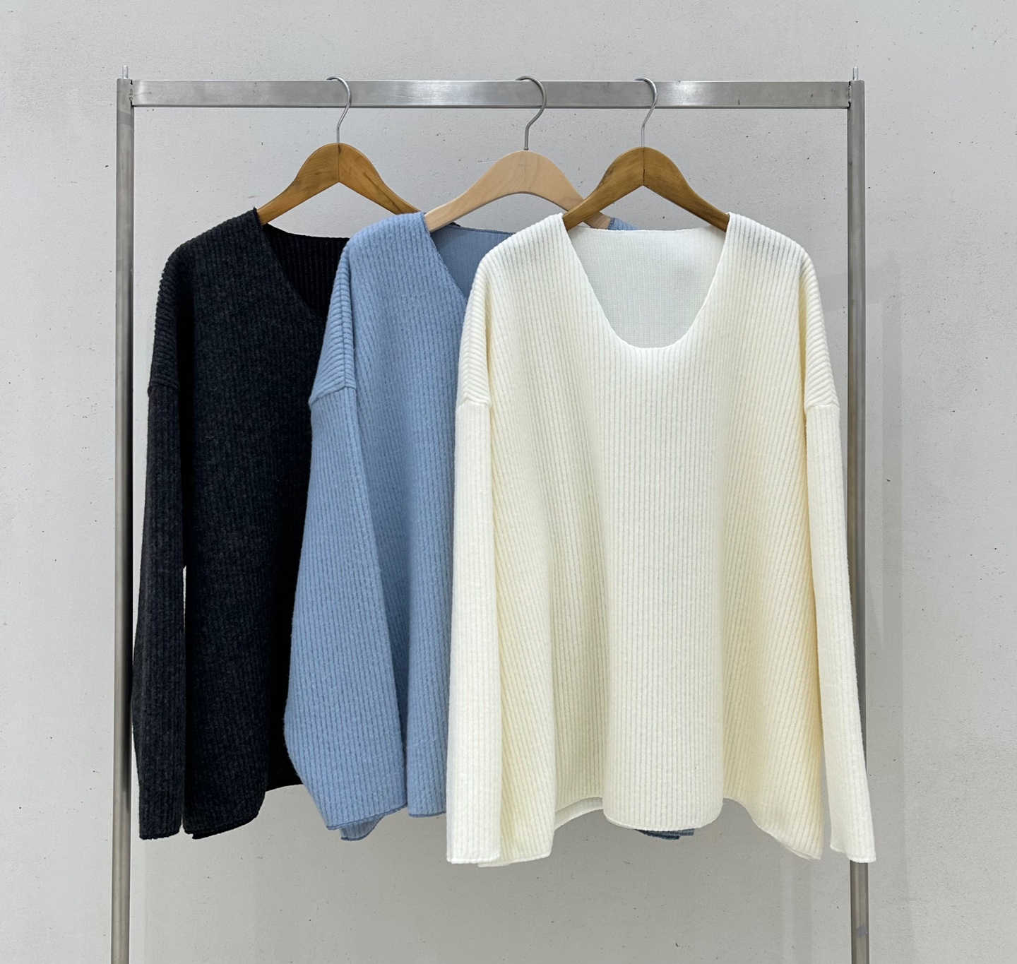 起毛UネックルーズリブTシャツ&スカートSET | 詳細画像18
