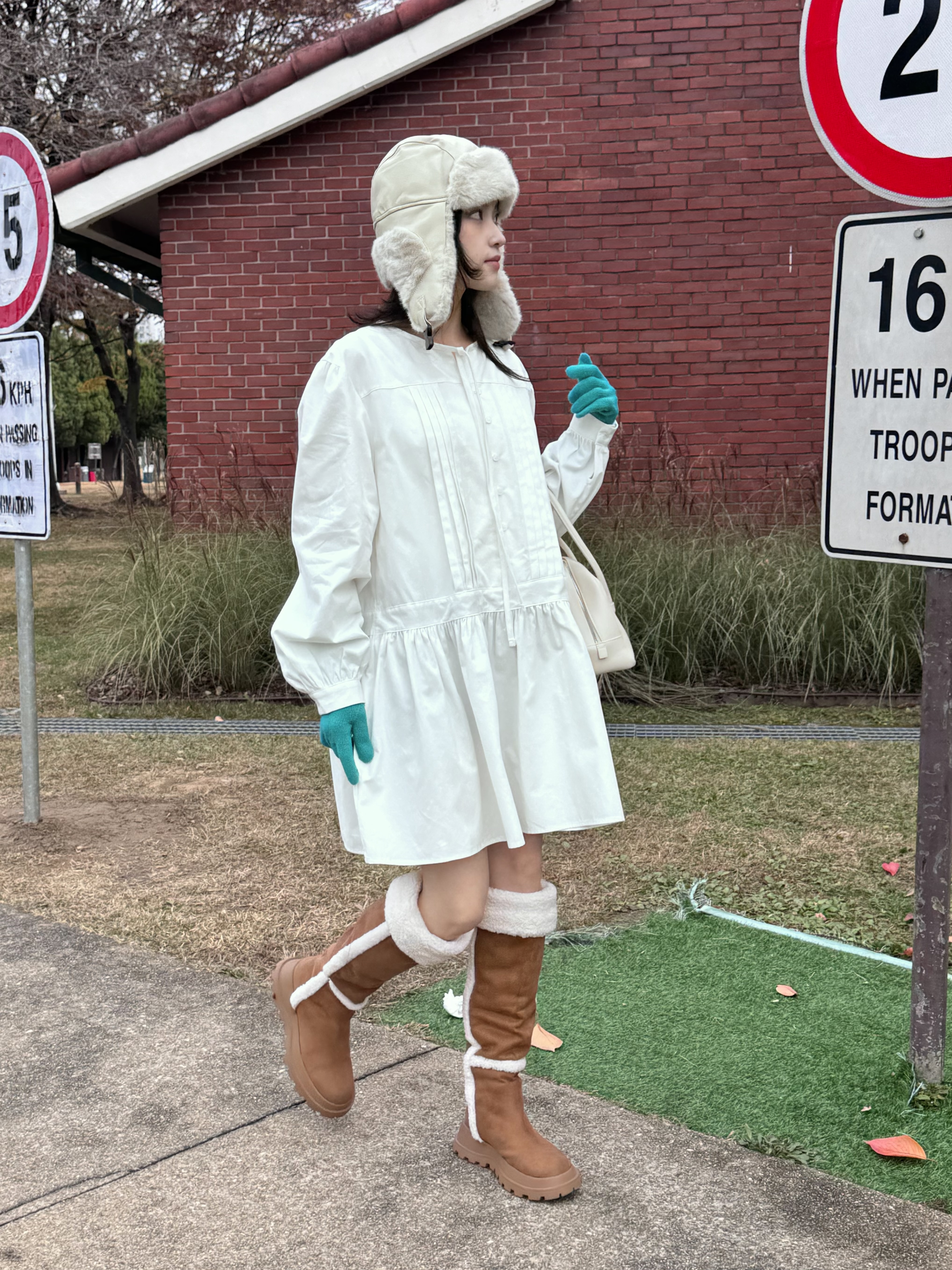 起毛リボンピンタックノーカラーシャツワンピース | 詳細画像10