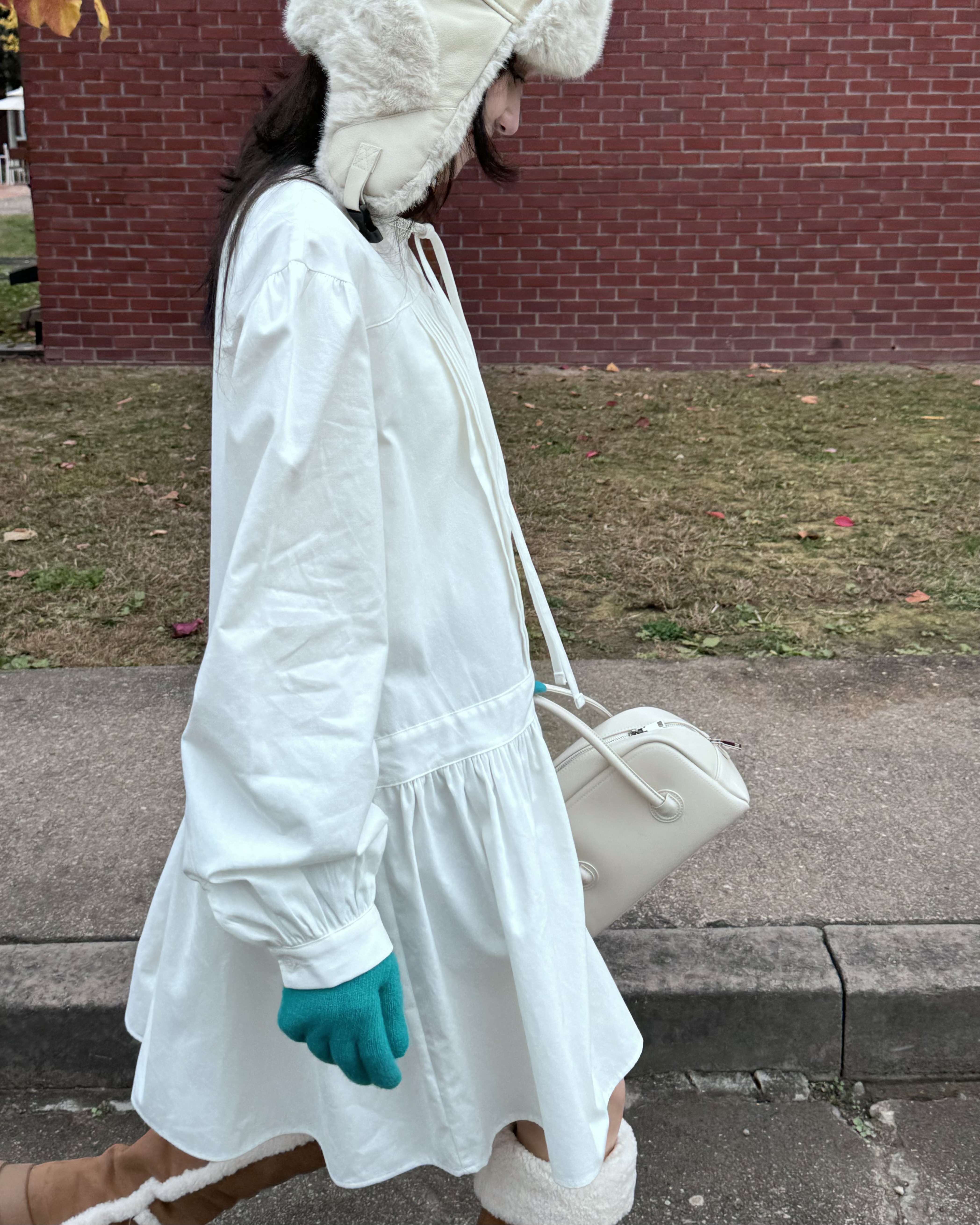 起毛リボンピンタックノーカラーシャツワンピース | 詳細画像11