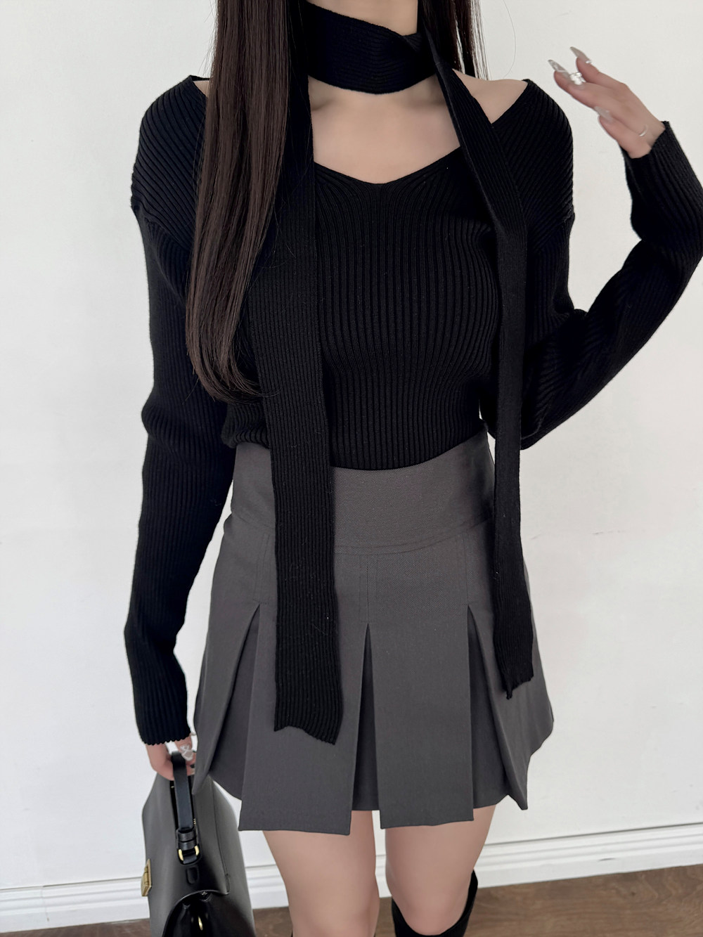 パンツ裏地ボックスプリーツミニスカート | 詳細画像3