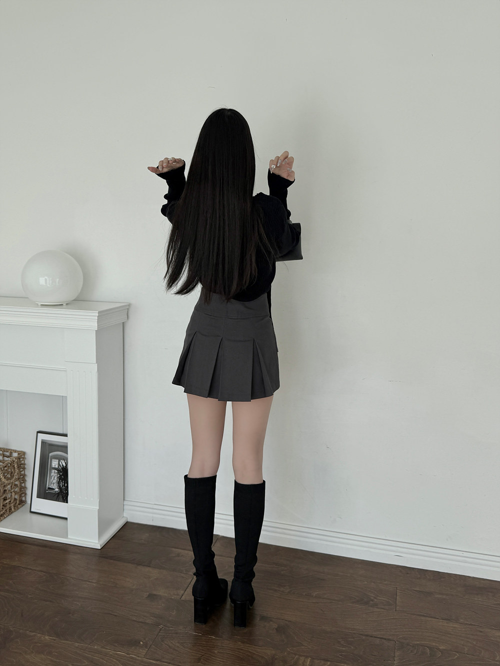 パンツ裏地ボックスプリーツミニスカート | 詳細画像4