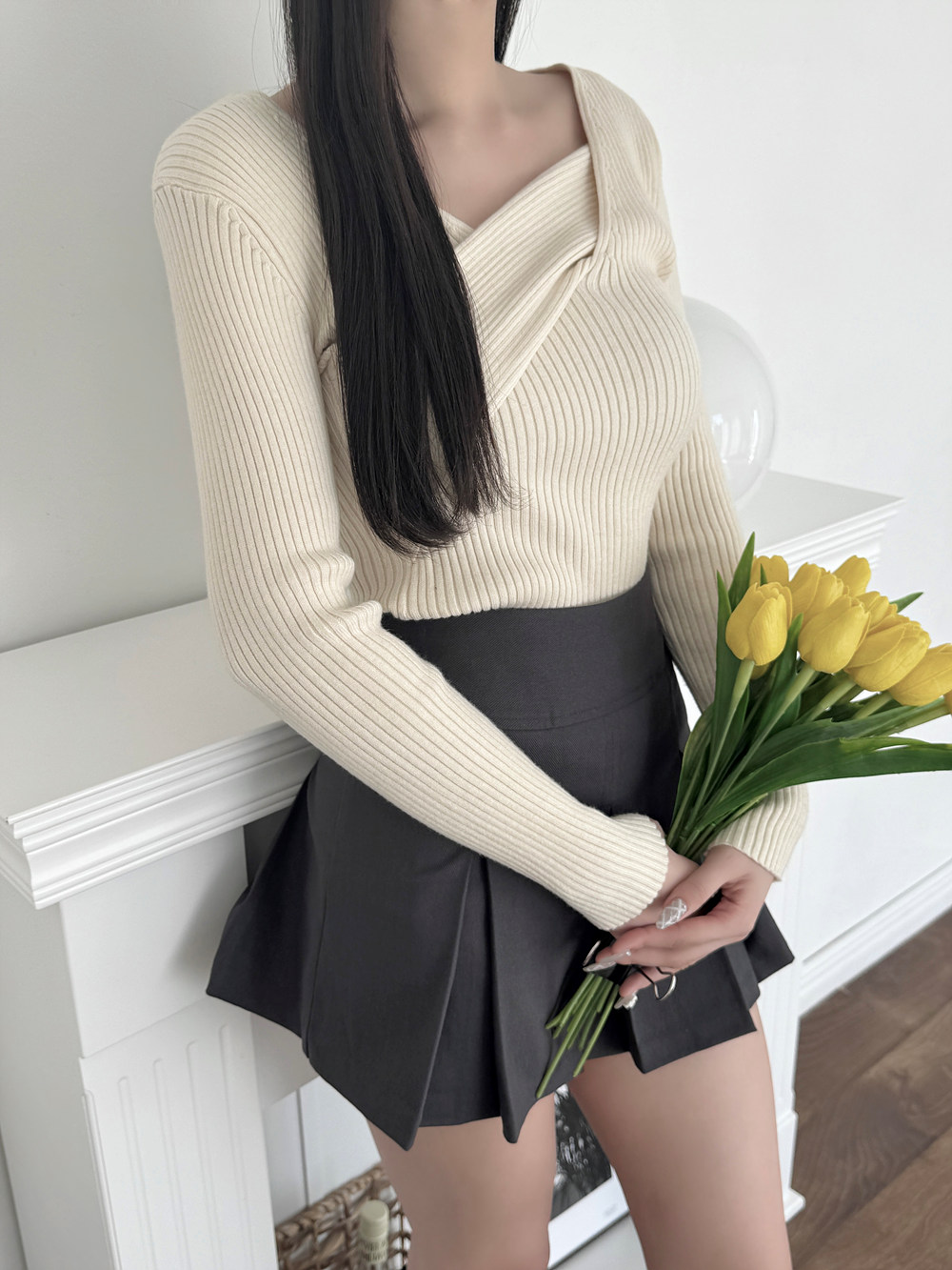 パンツ裏地ボックスプリーツミニスカート | 詳細画像10