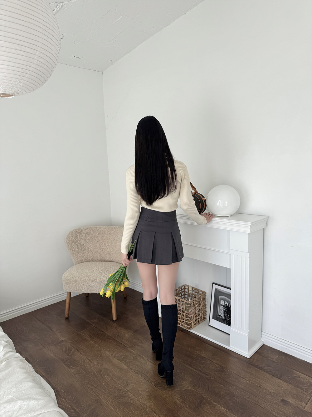 パンツ裏地ボックスプリーツミニスカート | 詳細画像11