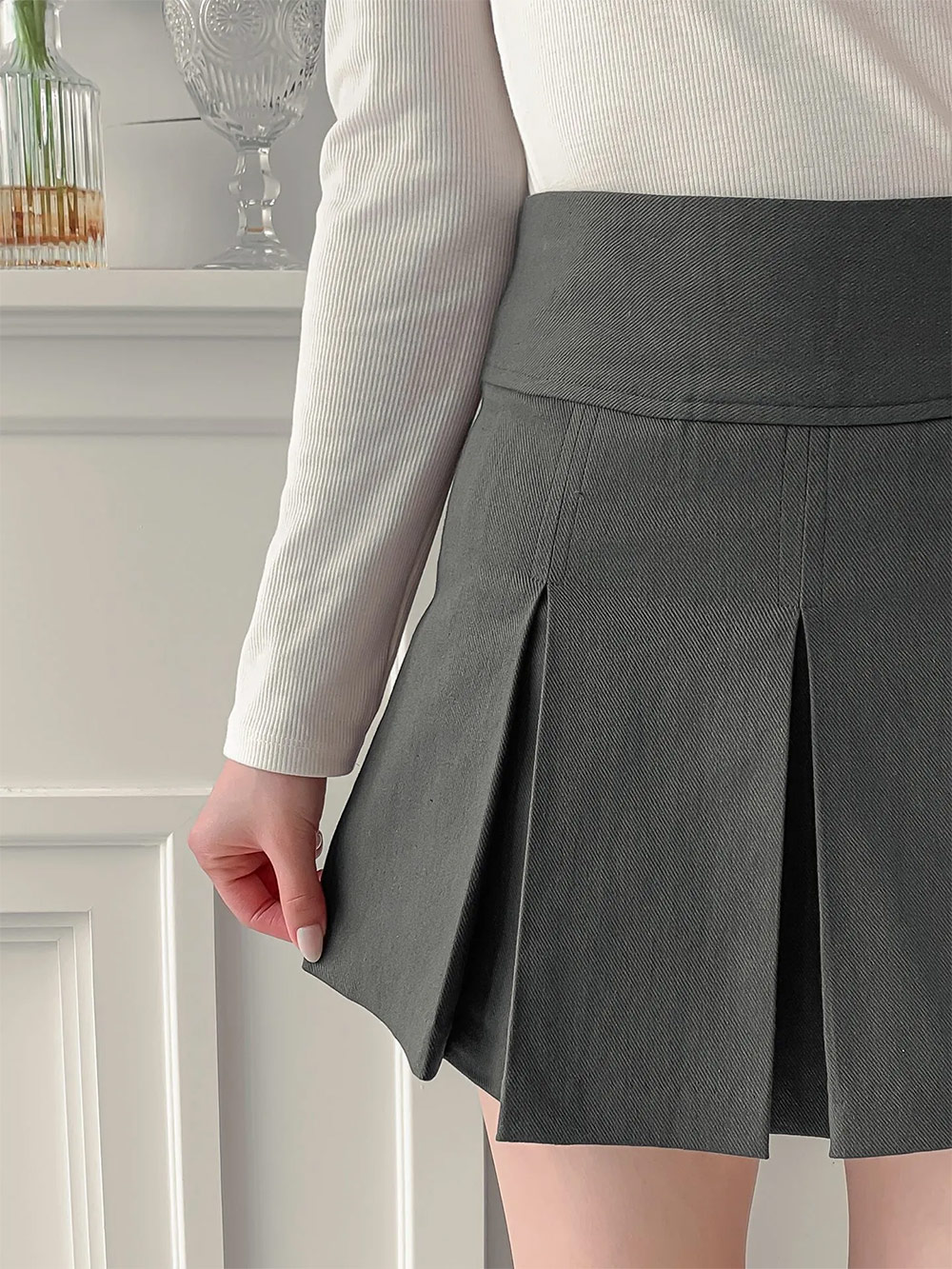 パンツ裏地ボックスプリーツミニスカート | 詳細画像13