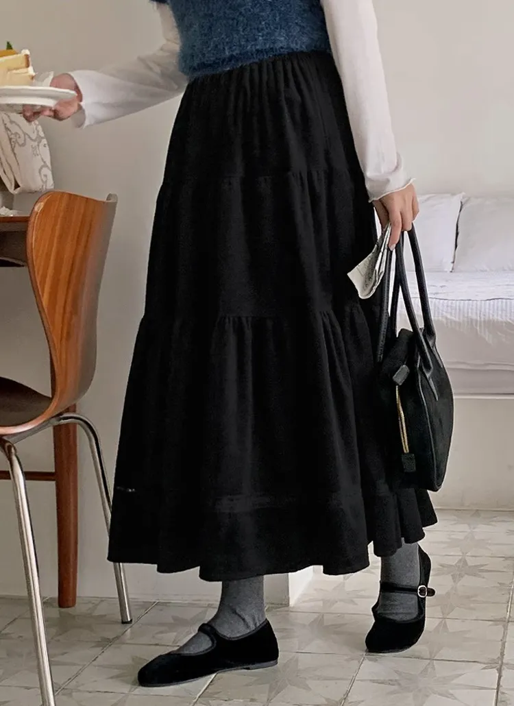 レースラインベロアティアードスカート | hotping | 詳細画像1