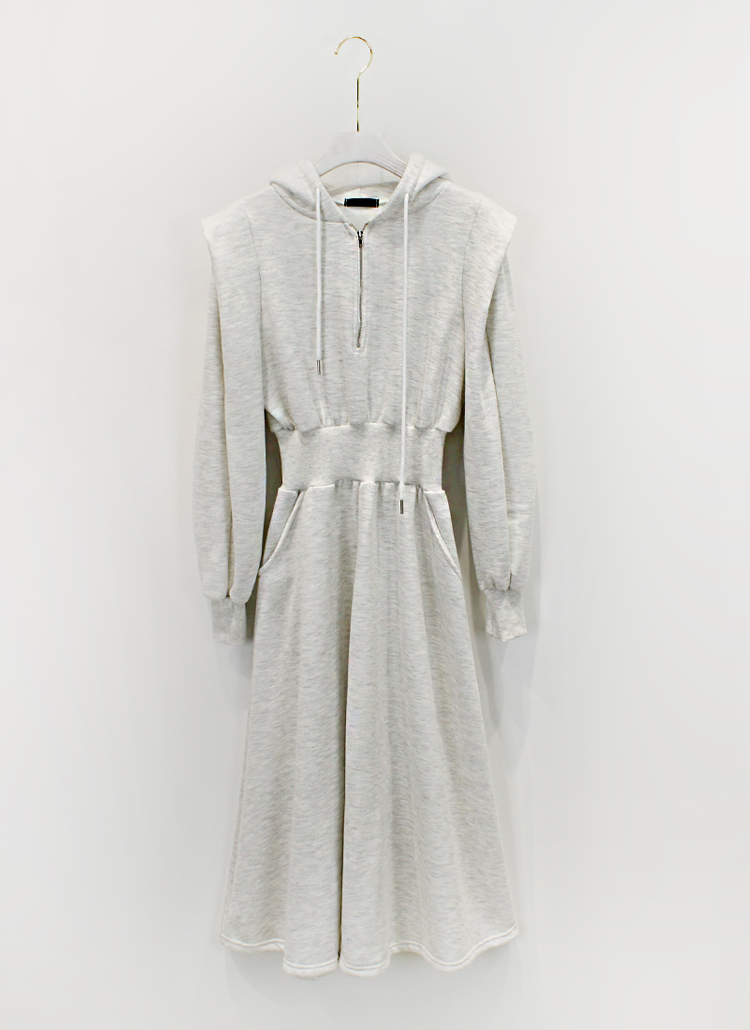 裏起毛ハーフジップフレアパーカーワンピース | レディース