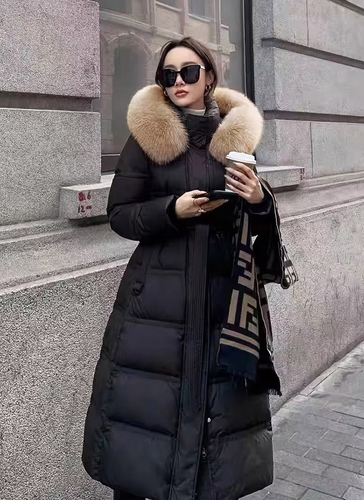 ベルト付ファーハイネックロングダウンジャンパー | レディース