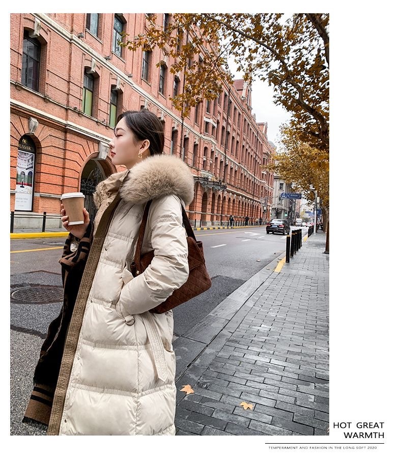 ベルト付ファーハイネックロングダウンジャンパー | レディース